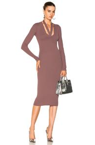 Dion Lee Pinnacle Placket Tie Long Sleeve Dress In Purple