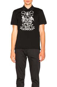 Alexander Mcqueen Printed Polo In Black
