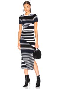 Equipment Dewey Sweater Dress In Black,blue,stripes,white