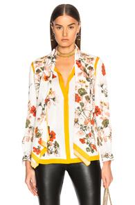 Alexander Mcqueen Scarf Print Shirt In White,floral