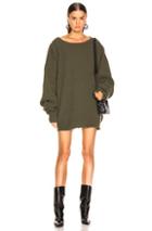 Unravel Rib Boiled Oversize Dress In Green