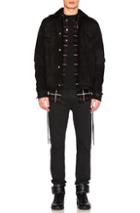 Amiri Shearling Denim Trucker Jacket In Black