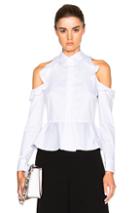 Jonathan Simkhai Cut Out Shoulder Ruffle Top In White