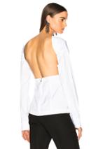Victoria Beckham Cotton Shirting Backless Blouse In White
