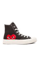 Comme Des Garcons Play Large Emblem High Top Canvas Sneakers In Black