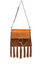 Chloe Medium Braiding & Tassels Faye Shoulder Bag In Brown