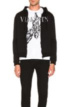Valentino Logo Zip Hoodie In Black