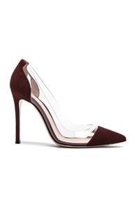 Gianvito Rossi Suede Plexi Pumps In Red