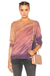 Raquel Allegra Crop Sleeve Boxy Crew Sweater In Ombre & Tie Dye,pink,purple