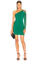 Balmain Cutout Banded One Shoulder Mini Dress In Green