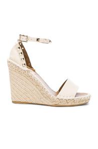 Valentino Leather Rockstud Espadrilles In White