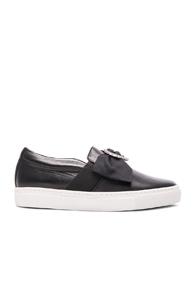 Lanvin Bow & Heart Leather Slip On Sneakers In Black