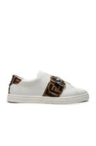 Fendi Logo Print Buckle Strap Sneakers In White