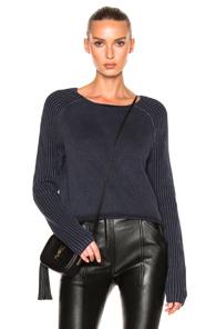 Frame Denim Crewneck Raglan Sweater In Blue