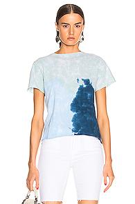 Re/done Classic Roll Hem Tee In Blue,green,ombre & Tie Dye