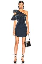 Self-portrait X Lee Frill Mini Dress In Denim Dark