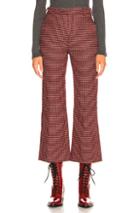 Chloe Houndstooth Wool Crop Flare Trousers In Checkered & Plaid,red