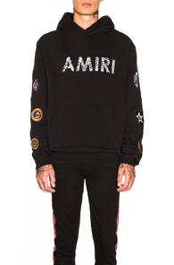 Amiri Patch Hoodie In Black