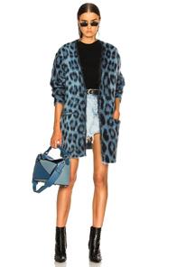 Loewe Leopard Cardigan In Animal Print,blue