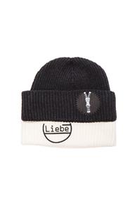 Maison Margiela Cardigan Stitch Beanie In Black,white