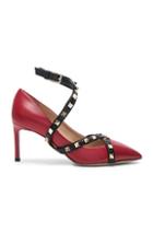 Valentino Leather Studwrap Ankle Strap Heels In Red
