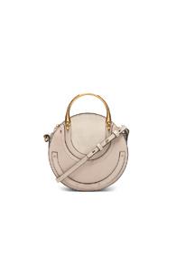 Chloe Small Pixie Shiny Goatskin, Calfskin & Suede Double Handle Bag In White