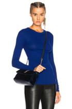 Enza Costa Rib Fitted Long Sleeve Crew In Blue