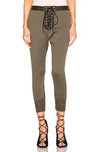 Unravel Lace Up Leggings In Green