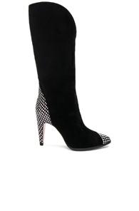 Givenchy Snakeskin Trim Suede Boots In Black,animal Print