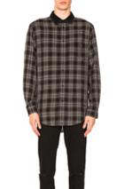Alexander Wang Combo Collar Shirt In Black,checkered & Plaid,gray