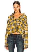 R13 Cropped Work Shirt In Plaid,yellow