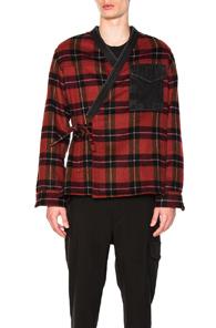 3.1 Phillip Lim Plaid Flannel Kimono Shirt Jacket In Red,checkered & Plaid