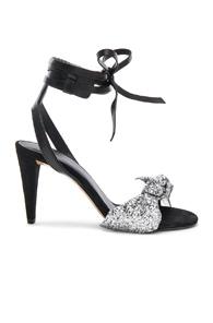 Isabel Marant Glitter Akynn Ankle Strap Sandals In Black,metallics