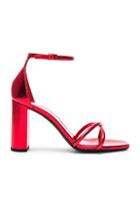Saint Laurent Metallic Loulou Ankle Strap Sandals In Red