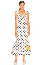 Rebecca De Ravenel Tie Front Tulip Dress In Brown,polka Dots,white