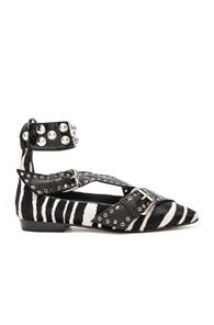 Isabel Marant Calf Hair Linzy Eyelet Flats In Animal Print,black