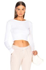 Cotton Citizen Venice Long Sleeve Crop Top In White