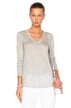 Atm Anthony Thomas Melillo Raw Edge V Neck Sweater In Gray