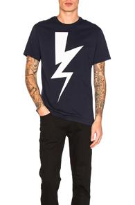 Neil Barrett Abstracted Bolt Tee In Blue