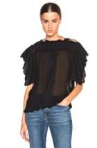Isabel Marant Etoile Audrina Embroidered Dancers Top In Black