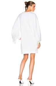 Ryan Roche Sweatshirt With Ruffle Sleeve Dress In White