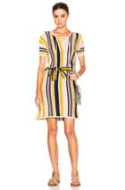 Frame Denim Lace Up Dress In Yellow,stripes