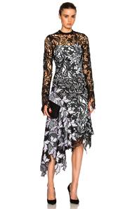 Self-portrait Vine Lace Midi Dress In Black,floral