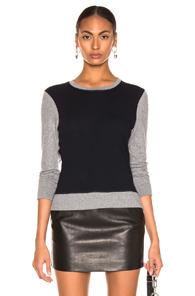 Enza Costa Cashmere Color Block Sweatshirt In Blue,gray