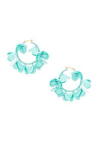 Oscar De La Renta Multi Flower Hoop Earrings In Blue