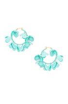 Oscar De La Renta Multi Flower Hoop Earrings In Blue