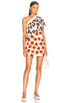 Fausto Puglisi One Shoulder Floral Dress In White,floral,red