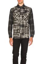 Ganryu Wool Check Shirt In Black,geometric Print