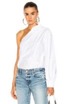 Jonathan Simkhai Stretch Poplin One Sleeve Top In White