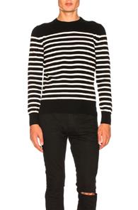 Saint Laurent Cashmere Striped Sweater In Black,stripes
